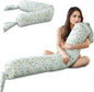 Full Body Pillow for Adults- Candy Long Round Bolster Pillow with Removable Floral Pillowcase, Adjustable Height, Firm Support for Side Sleeping, Pregnant Women, Washable,7.87"x55"