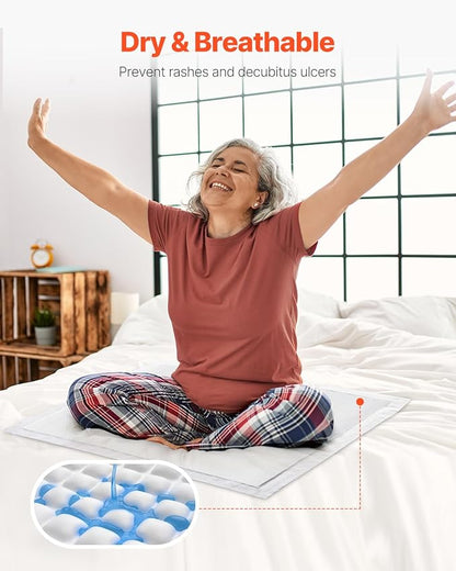 VEVOR Disposable Underpads, 21" x 36" Incontinence Bed Pads, Super Absorbent Chux Pads with 5-Layer Protection for Bed Sofa and Mattress, Protective Bedwetting Pad for Pet Adult Kid Elderly (48-Pack)