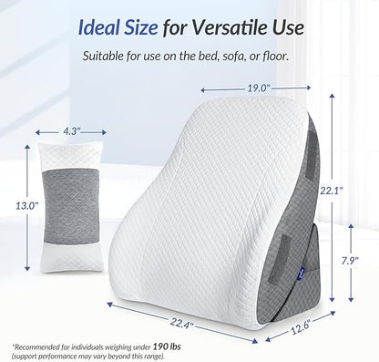 ZIKEE Adjustable Wedge Pillow Headboard Set for Sleeping & After Surgery, Ergonomic Reading Pillow for Sitting in Bed, Bed Wedge with Premium Memory Foam for Back Pain Relief & Support, Leg Elevation