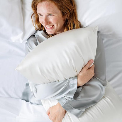 Fishers Finery 25mm 100% Pure Mulberry Silk Pillowcase (Taupe Stripe Queen)