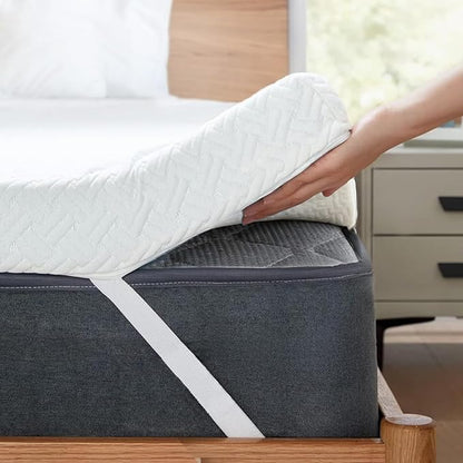 Tiita 3-Inch Mattress Topper Full, Foam Mattress Topper, Removable Mattress Cover, Firm Bed Pad, High Density Foam Mattress Pad, Mattress Protector with 4-Corner Non-Slip Straps