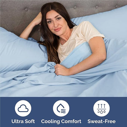 Full 6 Piece Sheet Set - Comfy Breathable & Cooling - Ultra-Soft Hotel Luxury Bedding Set with 8-16 Inch Deep Pockets - 1 Flat & 1 Fitted Sheet & 4 Pillowcases - Wrinkle Free & Easy Care - Baby Blue