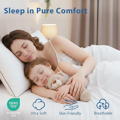 JOLLYVOGUE King Size Pillows, Oeko-Tex Certified Bed Pillows for Side, Back, and Stomach Sleepers - Medium Support Down Alternative Filling, Machine-Washable
