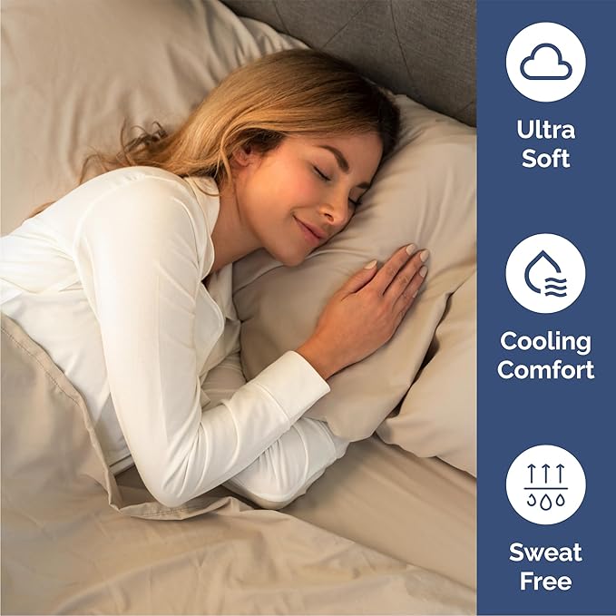 Queen Size 4 Piece Sheet Set - Comfy Breathable & Cooling Bed Sheets Set - Hotel Luxury Bedding for Women, Men, Kids, Teens, Boys & Girls - Deep Pockets, Ultra-Soft, Wrinkle Free - Oeko-Tex - Cream