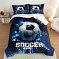 Football Comforter Set Twin Size,Balls Game Pattern Kids Comforter for Boys Girls Teens Soccer Room Decor,Sports Themed Football Court Bedding Sets with 2 Pillowcases.