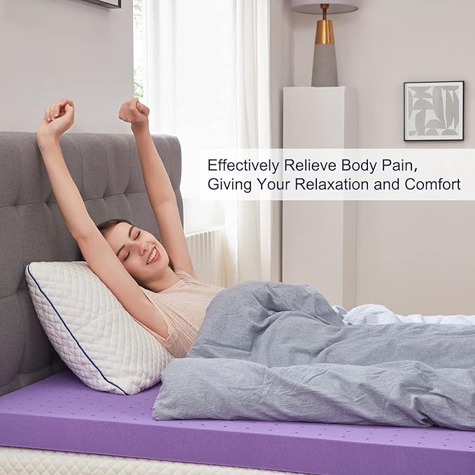 SINWEEK 3 Inch Gel Memory Foam Mattress Topper Ventilated Soft Pressure Relieve Mattress Pad, Breathable Bed Topper, CertiPUR-US Certified, Twin Size