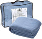 HILLFAIR 100% Combed Cotton Blanket– King Bed Blanket– Soft Cozy Warm Multipurpose Throws for Luxury Home Decor– 90 x 108 inch King Size Cotton Blankets for Beds- Bed Blankets for All Season- Blue