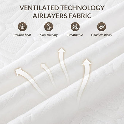 HOMLYNS LuxeHeat Electric Heated Mattress Pad Queen Size Zoned Dual Control with Preheat Function 10 Heat Levels 1-10H Memory Timer, Illuminated Button