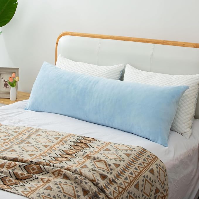 Body Pillow, Memory Foam Body Pillows for Adults Sleeping, Long Pillow for Bed, Big Large Firm Full Body Pillow for Side Sleeper, 20x54 Inch, Light Blue