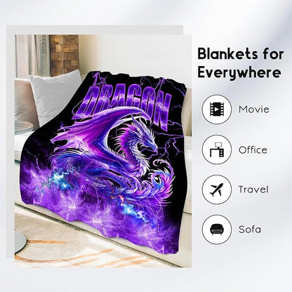 Kids Blanket Dragon Blankets Gifts for Boys Girls, 50"x60" Fleece Soft Cozy Toddler Throw for Couch Bed