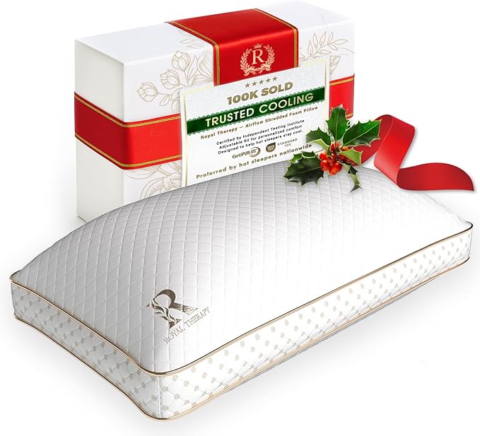 Royal Therapy King Memory Foam Pillow, Adjustable Shredded Odor-Free Pillow for Neck & Shoulder Pain Relief, Support for Back, Stomach, Side Sleepers, AirFlowPRO