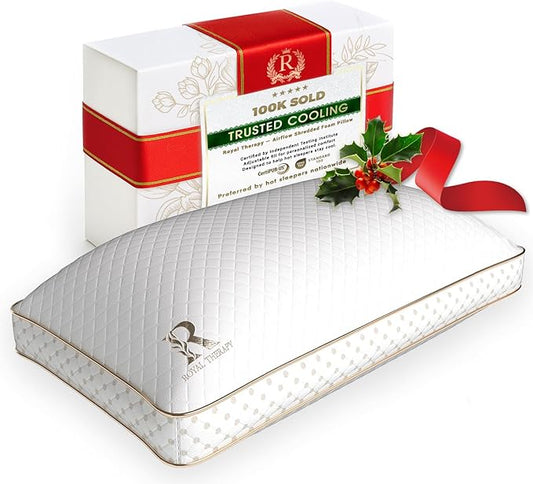 Royal Therapy King Memory Foam Pillow, Adjustable Shredded Odor-Free Pillow for Neck & Shoulder Pain Relief, Support for Back, Stomach, Side Sleepers, AirFlowPRO