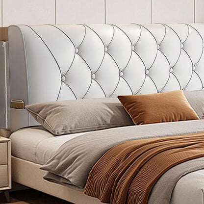 VKZ Headboard Pillow Queen, 61" x 24" Reading Pillows and Bed Pillow for Sitting Up, Upholstered Bolster Body Pillow with Removable Head Board Cover for Bed Dorm Sofa Floor Back Support, White