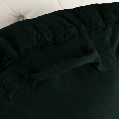 Home Soft Things Fox Faux Fur Bedrest Reading Pillow with DIY Filling, Need Assembly, Backrest Armrest Pillow Chair Back Support for Sitting up in Bed, Pirate Black, 28" x 30" x 17"