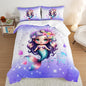 Cute Mermaid Pattern Full Comforter Set,Star Jellyfish Ocean Themed Bedding Sets for Kids Toddlers Girls Boys Room Decor,Princess Bedding with 2 Pillowcases.