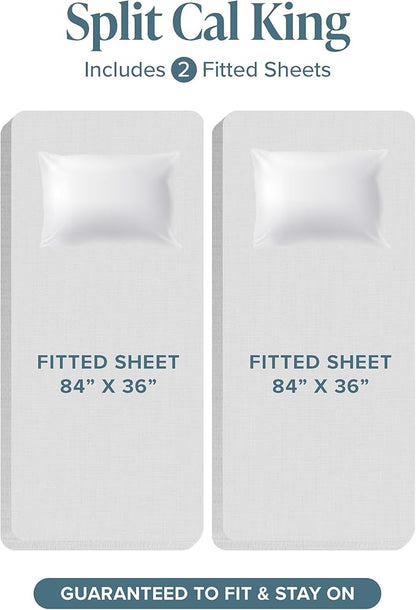 Bare Home Flannel Sheet Set 100% Cotton, Velvety Soft Heavyweight - Double Brushed Flannel - Deep Pocket (Split California King, Grey)