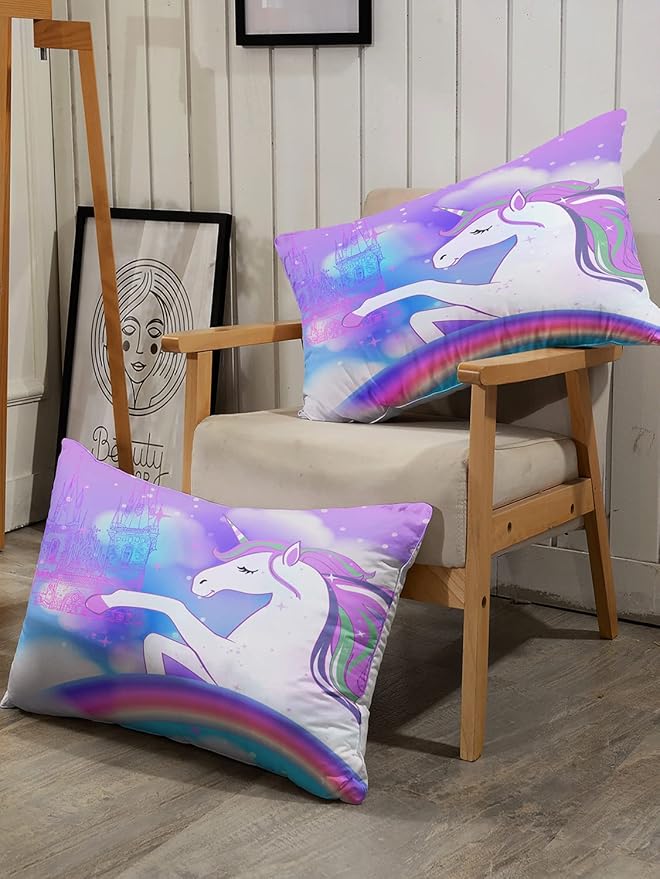 CVHOUSE Rainbow Unicorn Twin Size,Cartoon Bedding Set for Girls Kids Teens,Cute Comforter Cover,1 Duvet Cover 2 Pillowcases 3 Piece Twin 71'x87'