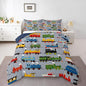 Erosebridal Boys Comforter Set Twin Size Train Bedding, Colorful Steam Engine Truck Bedding Comforter Sets for Kids Girls Toddler Train Transportation Quilted Duvet 2Pcs,Gray, Blue, Red, Yellow