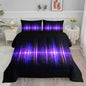 Geometric Stripes Comforter Set Purple Gradient Lines Printed Bedding Set with 1 Comforter and 2 Pillowcases for Boys and Girls Bedroom All Season(Line Twin)