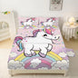 Unicorn Sheets Set Twin: Cartoon Pink Rainbow Unicorn Bedding for Kids Girls Teens Bedroom Bed - 1 Flat Sheet, 1 Fitted Sheet, 1 Pillowcase