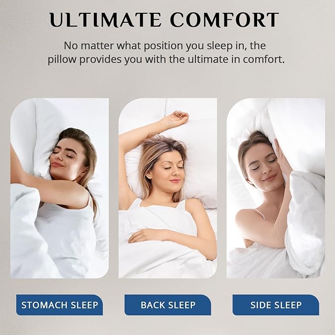 JOLLYVOGUE Pillows Queen Size Set of 4, Washable Supportive Bed Pillows with Super Soft Down Alternative Fill, Luxury Fluffy Hotel Quality for Side, Back, and Stomach Sleepers