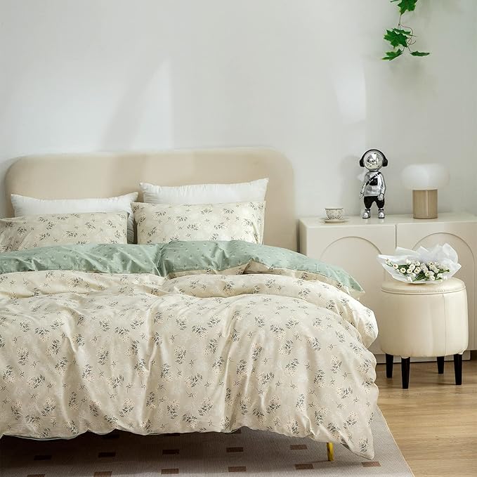 Floral Queen Duvet Cover Set - 100% Microfiber Chic Bedding for All Seasons, 3 Pieces With Zipper Closure (1 Cover, 2 Pillowcases)