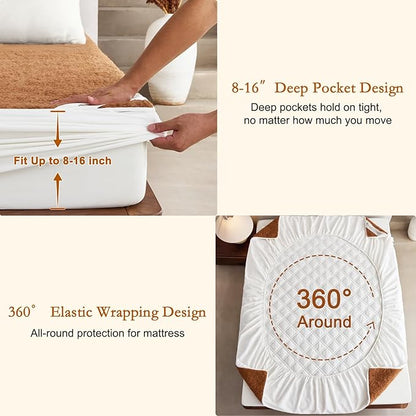 YOUR MOON Wool Fleece Mattress Pad Twin – Organic Australian Wool Plush Mattress Topper, 370GSM Velvet Breathable Bed Mattress Cover with 16" Deep Pocket, 39"x75", Brown