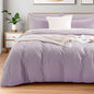 NEXHOME PRO Duvet Cover Set Kids Twin Size Linen Feel Organic Natural 100% Washed Cotton Duvet Cover Purple Lavender Lilac 2 Pieces Bedding Set with Zipper Closure, Breathable (No Comforter)