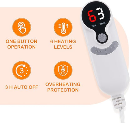 Electric Heated Blanket Throw Size 50"×60" with 6 Heating Levels & 3 Hours Auto Off, Heating Blanket Double Sided Plush Sherpa, Fast Heating, Machine Washable for Christmas Gift - Dark Blue