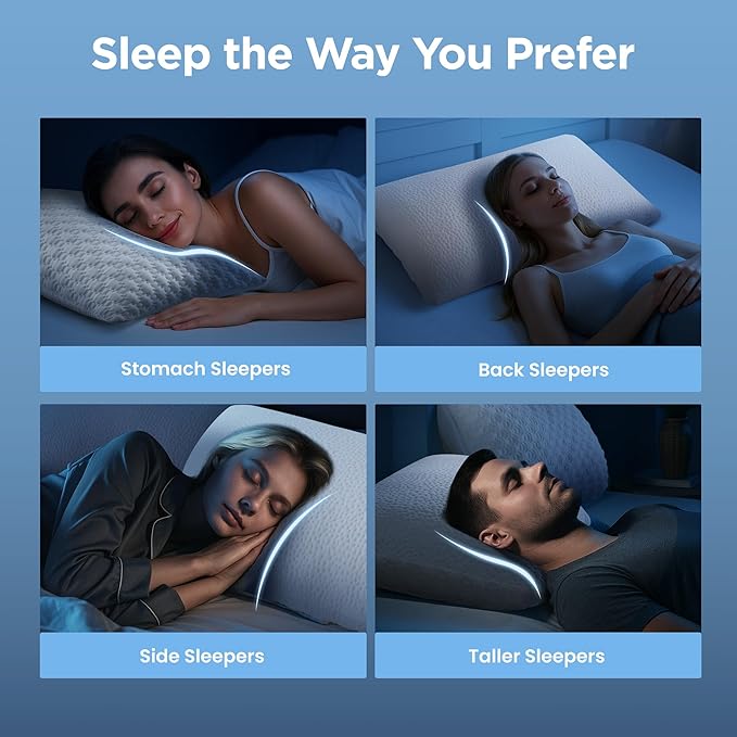 Sophia & William Cooling Bed Pillow for Sleeping (King Size) Adjustable Shredded Memory Foam Pillow for Side, Back and Stomach Sleepeers
