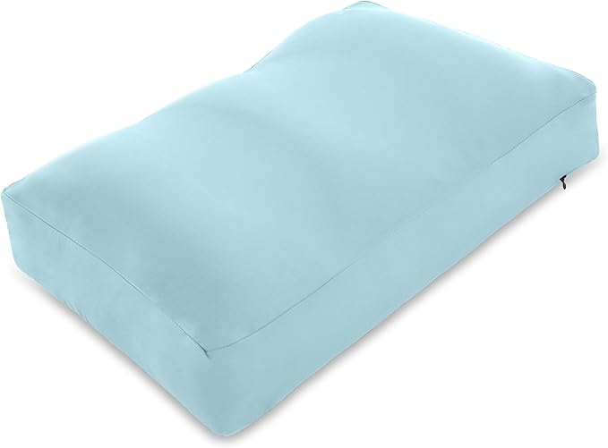 PILLOWY Premium Microbead Bed Pillow, Large Extra Fluffy But Supportive - Ultra Comfortable Sleep with Silk Like Anti Aging Cover 85% Spandex/ 15% Nylon Breathable, Cooling Sweet Baby Blue