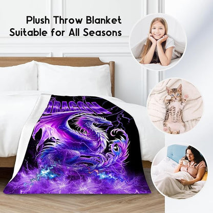 Kids Blanket Dragon Blankets Gifts for Boys Girls, 50"x60" Fleece Soft Cozy Toddler Throw for Couch Bed