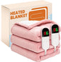 Electric Heated Blanket, Flannel & Sherpa Fast Heating Soft Fleece Heated King Blanket 90"x100" with 6 Heating Levels & 10H Auto Off - Pink
