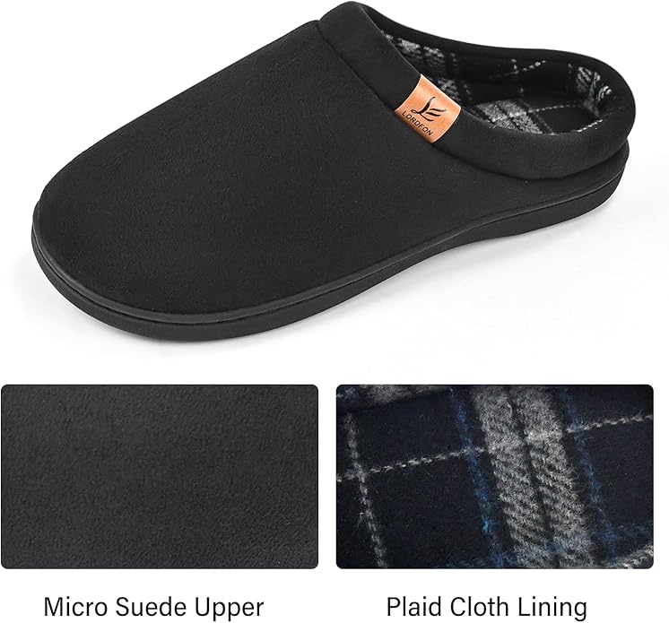 Memory Foam Mens Slippers Slip-On Comfy House Slippers for Men Indoor Outdoor Non-Slip Warm Winter Men’s Bedroom Slippers Size