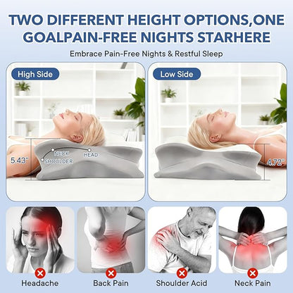Cervical Pillow for Neck and Shoulder,Contour Memory Foam Pillow,Ergonomic Neck Support Pillow for Side Stomach Back Sleepers with Skin-Friendly Pillowcase