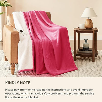 Homemate Electric Heated Blanket King Size - 100"x90" Heating Blanket King Size Dual Control 1/2/4/6/8 Hours Auto-Off 10 Heat Level Over-Heat Protection Flannel Sherpa ETL Certification
