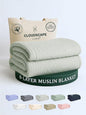 Cloud Scape Linen 8-Layer Muslin Blanket King Size for Adult - 100% Cotton, Breathable and Soft, Perfect Winter Cozy Blanket, Fits up to California King Bed, 92x108, Seafoam