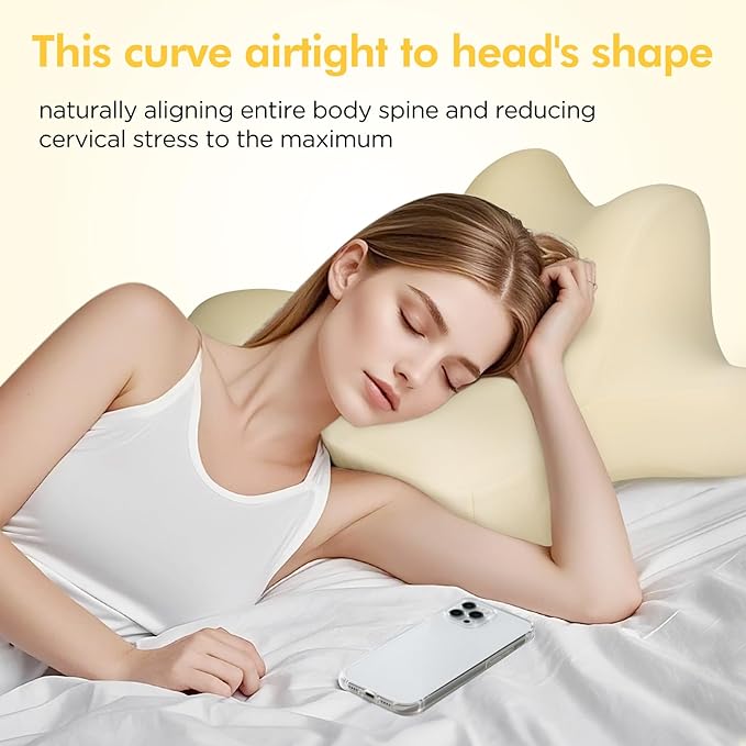 Reading Pillow for Lying, Leaning and Prone, Contour Memory Foam Pillow, Ergonomic Cervical Pillow for Neck and Shoulder Pain Relief, Bed Wedge Pillow Beige
