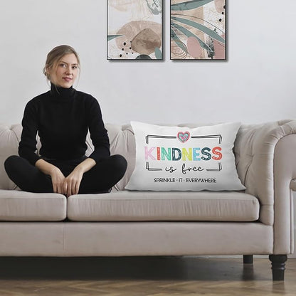 Inspirational Mental Health Wellness Pillow Covers 12x20, Kindness Gifts, Colorful Positive Motivational Decorative Lumbar Pillow Covers for Classroom Therapy Counselor Office