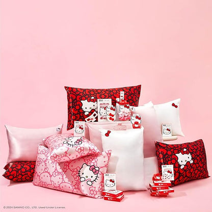 Kitsch x Hello Kitty Pillow Case – Solid Pink Kitty Face Toddler Bed Time Satin Pillowcase with Zipper – Soft Cooling Pillow Cover for Hair & Skin – Better Than Silk Pillowcase – Queen/Standard 19x26