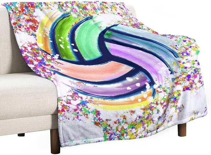Volleyball Blanket Gifts - 50"x60" Sports Throw Blanket for Adults, Kids - Colorful Soft Plush Throws for Bed, Couch & Travel
