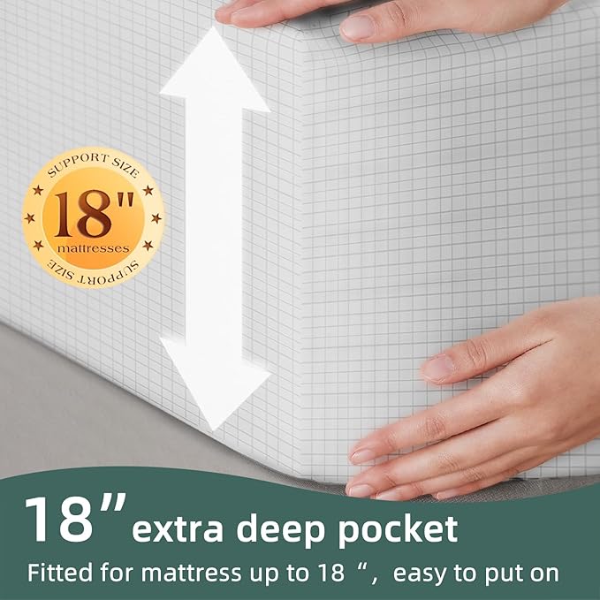 Grounding Fitted Sheet Kit Connect to The Earth's Energy 15inch Depth Pocket Grounding Bed Sheets for Earthing