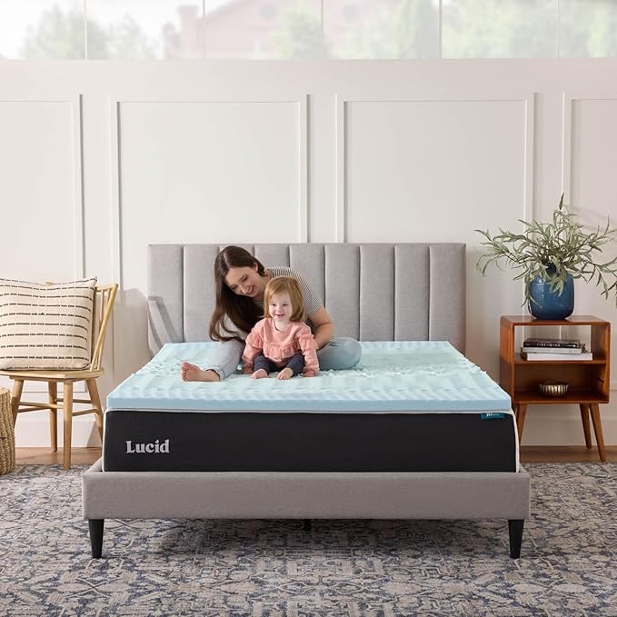 LUCID 2 Inch Zoned Gel Memory Foam Mattress Topper, King