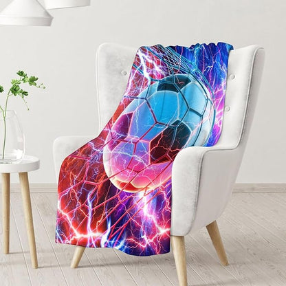 Kids Blanket Soccer Gifts for Boys 8-12 - 40" x 50" Cozy Fuzzy Warm Sport Throws Stuff for Couch, Office & Travel