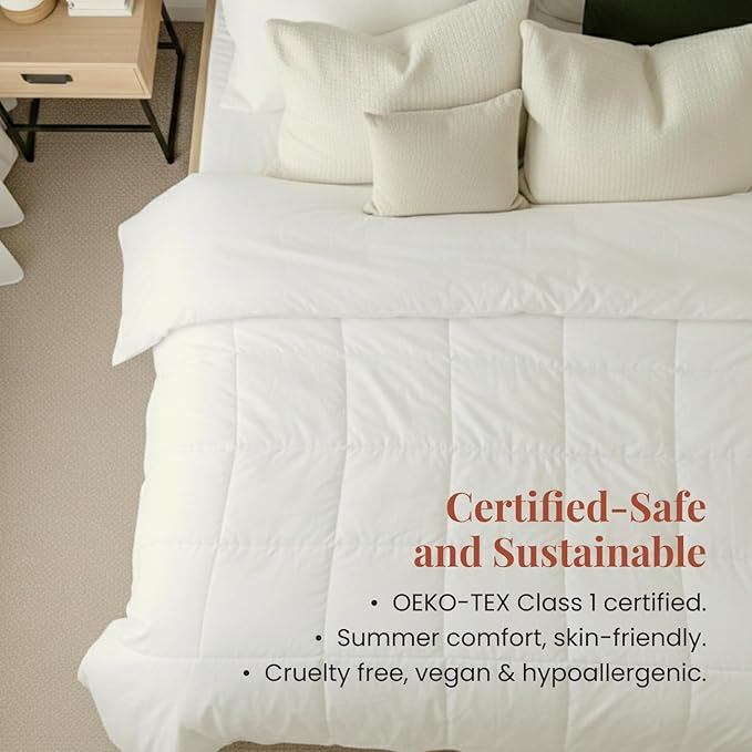FOSSFLAKES Nordic Sleep, Duvet, with Anti-Allergenic Filling, Oeko-Tex Certified Soft & Lightweight Summer Duvet | Sleep Comforter (King)