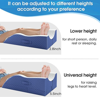 Elevation Pillows for Leg After Surgery, Memory Foam Adjustable Wedge Pillow for Injury or Rest, Ankle Pillow for Sleeping Blood Circulation Blue/Double Leg