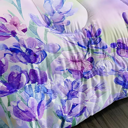Cute Axolotl Comforter Sets Queen Size,Blooming Lavender Butterfly Printed Bedding Set for Kids Girls Room Decor,Cartoon Ocean Animal Themed Comforter Sets with 2 Pillowcases.