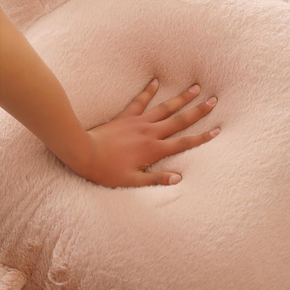 Reading Pillow for Sitting in Bed, Large Backrest Reading Pillow with Arm Rest,Back-Rest Support Cushion for Sit Up on Couch, Sofa, and Floor(Shell Pink Faux Fur, Standard(17"))