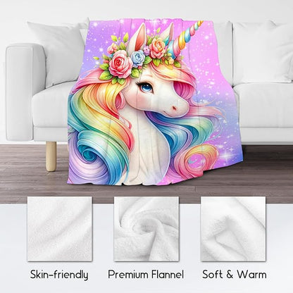 Kids Blanket for Girls - Unicorn Gifts for Toddler Daughter - Cute Throws for Sofa Bedding (40"x50")