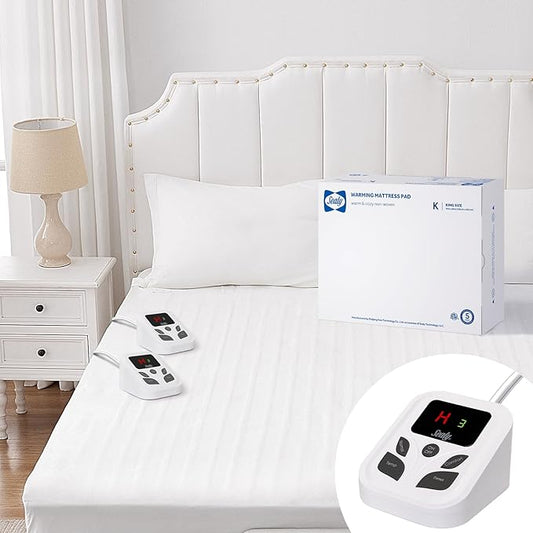 Sealy Heated Mattress Pad King Size 78x80 Inch with Dual Control 10 Heated Settings | Zone Heating Electric Mattress Pad | Auto Shut Off 1-9 Hours| Fit Up to 17" Deep Pocket | Machine Washable